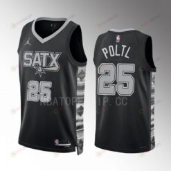 Jakob Poltl 25 2022-23 San Antonio Spurs Black Statement Edition Jersey