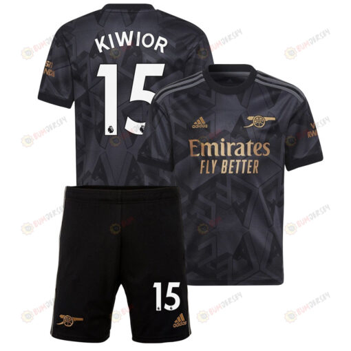 Jakub Kiwior 15 Arsenal Away Kit 2022 - 2023 Youth Jersey - Black