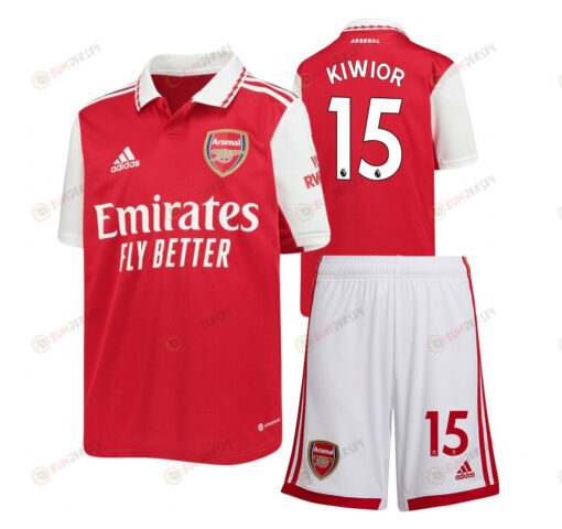 Jakub Kiwior 15 Arsenal Home Kit 2022-23 Youth Jersey - Red