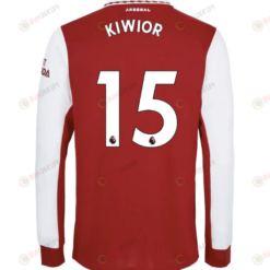 Jakub Kiwior 15 Arsenal Long Sleeve Home Jersey 2022-23 - Men Red