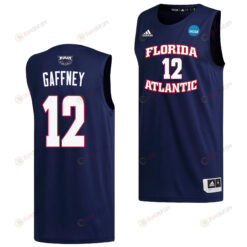 Jalen Gaffney 12 FAU Owls 2023 March Madness Basketball Men Jersey- Navy