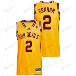 Jalen Graham 2 Arizona State Sun Devils Gold Reverse Retro Basketball Jersey