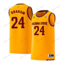 Jalen Graham 24 Arizona State Sun Devils Retro Basketball Men Jersey - Yellow