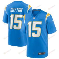 Jalen Guyton 15 Los Angeles Chargers Game Player Jersey - Powder Blue