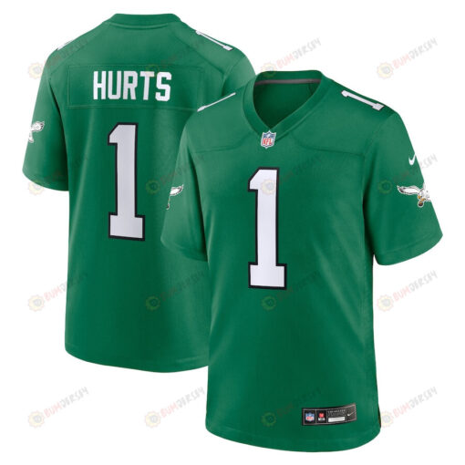 Jalen Hurts 1 Philadelphia Eagles Alternate Game Men Jersey - Kelly Green