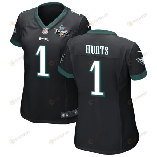 Jalen Hurts 1 Philadelphia Eagles Super Bowl LVII Champions 2 Stars WoMen's Jersey - Black