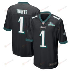 Jalen Hurts 1 Philadelphia Eagles Super Bowl LVII Champions Men's Jersey - Black