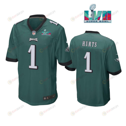 Jalen Hurts 1 Philadelphia Eagles Super Bowl LVII Game Player Men Jersey - Green