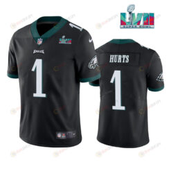 Jalen Hurts 1 Philadelphia Eagles Super Bowl LVII Vapor Limited Men Jersey - Black