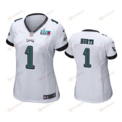 Jalen Hurts 1 Philadelphia Eagles Super Bowl LVII White Game Jersey - Women