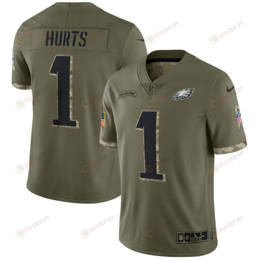 Jalen Hurts Philadelphia Eagles 2022 Salute To Service Limited Jersey - Olive