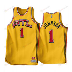 Jalen Johnson 1 2022-23 Atlanta Hawks Gold Earned Edition Men Jersey