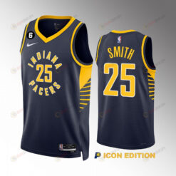 Jalen Smith 25 Indiana Pacers Navy Icon Edition 2022-23 Men Jersey Swingman