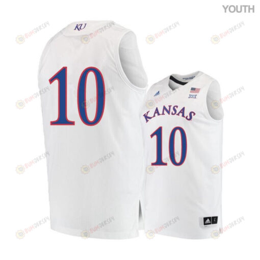 Jalen Wilson 10 Kansas Jayhawks Basketball Youth Jersey - White