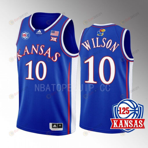 Jalen Wilson 10 Kansas Jayhawks Blue Men Jersey 2022-23 125th Anniversary Away