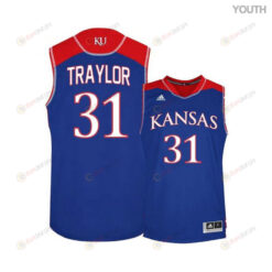 Jamari Traylor 31 Kansas Jayhawks Basketball Youth Jersey - Blue