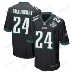 James Bradberry 24 Philadelphia Eagles Super Bowl LVII Champions 2 Stars Men's Jersey - Black