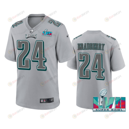 James Bradberry 24 Philadelphia Eagles Super Bowl LVII Patch Atmosphere Fashion Game Jersey - Gray