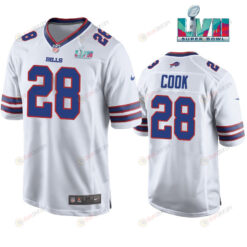 James Cook 28 Buffalo Bills Super Bowl LVII Away Player Men Jersey - White Jersey
