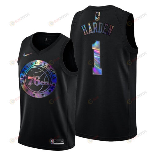 James Harden 76ers 2022 Trade Iridescent Holographic Black Jersey - Men Jersey