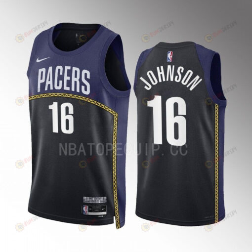 James Johnson 16 Indiana Pacers 2022-23 City Edition Black Navy Jersey Swingman