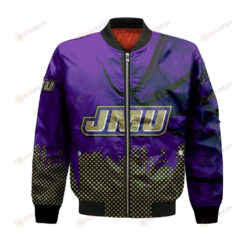 James Madison Dukes Bomber Jacket 3D Printed Basketball Net Grunge Pattern