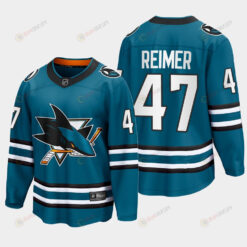 James Reimer 47 San Jose Sharks 2022-23 Home The Evolve Teal Jersey