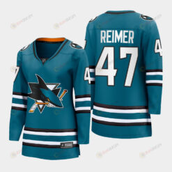 James Reimer 47 San Jose Sharks 2022-23 Home Women Premier Breakaway Jersey Teal