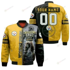 James Washington Pittsburgh Steelers Legend Personalized Logo Bomber Jacket - Black And Yellow