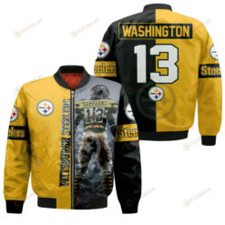 James Washington Pittsburgh Steelers Player Pattern Bomber Jacket - Yellow