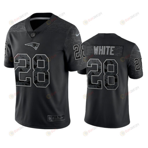 James White 28 New England Patriots Black Reflective Limited Jersey - Men