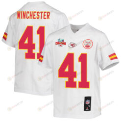 James Winchester 41 Kansas City Chiefs Super Bowl LVII Champions 3 Stars Youth Jersey - White