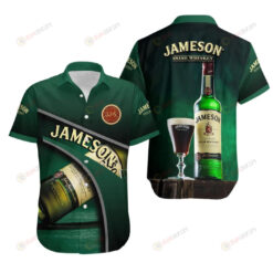Jameson Irish Whiskey Curved Hawaiian Shirt In Dark Green