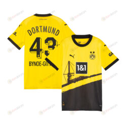 Jamie Bynoe-Gittens 43 Borussia Dortmund 2023/24 Home Men Jersey - Black/Yellow