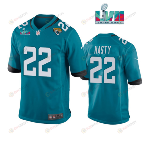 Jamycal Hasty 22 Jacksonville Jaguars Super Bowl LVII Super Bowl LVII Teal Men's Jersey