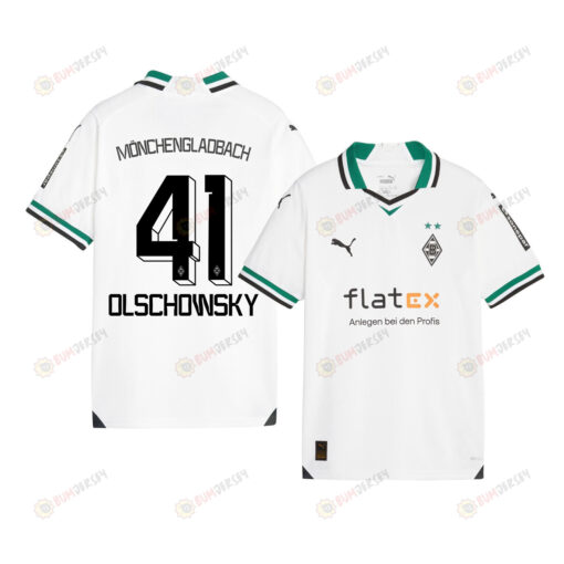 Jan Olschowsky 41 Borussia M?nchengladbach 2023-24 Home YOUTH Jersey - White