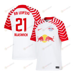 Janis Blaswich 21 RB Leipzig 2023/24 Home YOUTH Jersey - White/Red