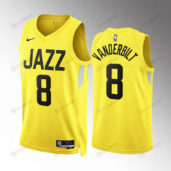 Jarred Vanderbilt 8 2022-23 Utah Jazz Yellow Icon Edition Jersey Swingman