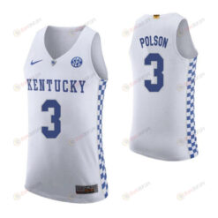 Jarrod Polson 3 Kentucky Wildcats Elite Basketball Road Men Jersey - White