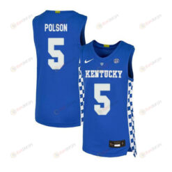 Jarrod Polson 5 Kentucky Wildcats Elite Basketball Men Jersey - Royal Blue