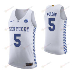 Jarrod Polson 5 Kentucky Wildcats Elite Basketball Road Men Jersey - White