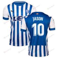 Jason 10 Deportivo Alav?s 2022-23 Home Jersey - White/Blue Stripes