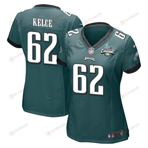 Jason Kelce 62 Philadelphia Eagles Super Bowl LVII Champions 2 Stars WoMen's Jersey - Midnight Green