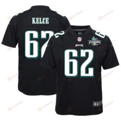 Jason Kelce 62 Philadelphia Eagles Super Bowl LVII Champions 2 Stars Youth Jersey - Black