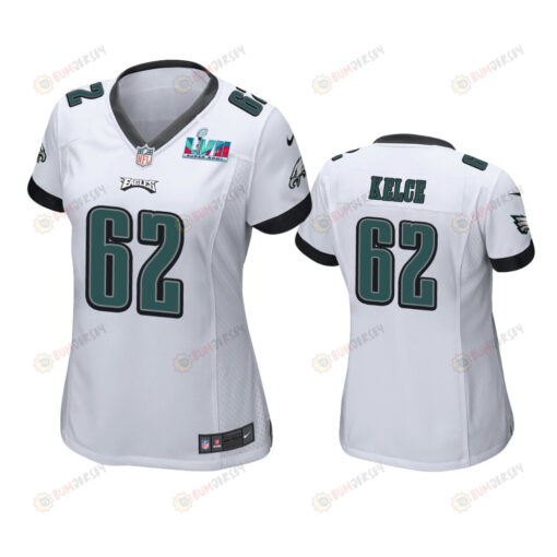 Jason Kelce 62 Philadelphia Eagles Super Bowl LVII White Game Jersey - Women