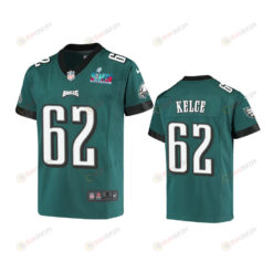 Jason Kelce 62 Philadelphia Eagles Youth Super Bowl LVII Game Jersey - Green