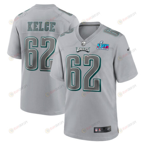 Jason Kelce 62 Philadelphia Eagles Youth Super Bowl LVII Patch Atmosphere Fashion Game Jersey - Gray