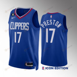 Jason Preston 17 LA Clippers Royal Icon Edition 2022-23 Jersey NO.6 Patch
