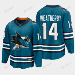 Jasper Weatherby 14 San Jose Sharks 2022-23 Home The Evolve Teal Jersey