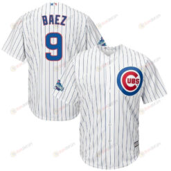 Javier Baez Chicago Cubs Home 2016 World Series Champions Team Logo Patch Player Jersey - White
